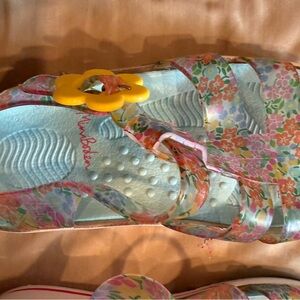 Mini Boden Floral Kids Sandals with Yellow Flower